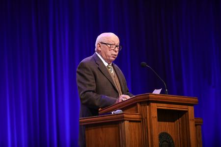 The late Marion Smothers speaks in chapel for Founders Day. - Photo by Kristi McMurry Woody