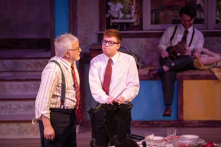 David Burke and Jacob Beals, theatre major, perform in the UU Theatre production of "You Can't Take It With You." - Photo by Kristi McMurry Woody