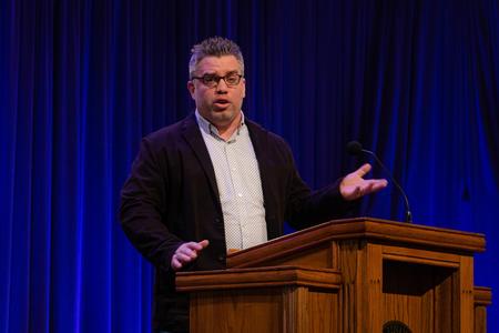 Dean Inserra, lead pastor at City Church in Tallahassee, FL, speaks in chapel. - Photo by Joey Echeverria