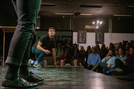 Students in Blank Slate Improv perform in Barefoots Joe. - Photo by Hannah Heckart