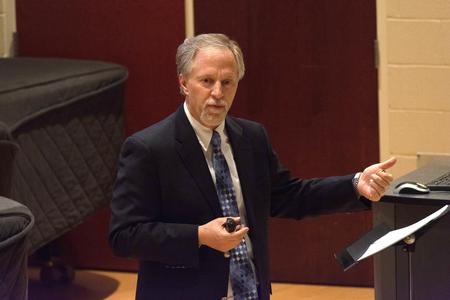 Perry L. Glanzer, Professor of Educational Foundations and a Resident Scholar with Baylor Institute for Studies of Religion, speaks in one of four Scholar in Residence lectures. - Photo by Naomi Mengel