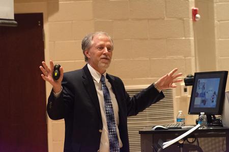 Perry L. Glanzer, Professor of Educational Foundations and a Resident Scholar with Baylor Institute for Studies of Religion, speaks in one of four Scholar in Residence lectures. - Photo by Naomi Mengel