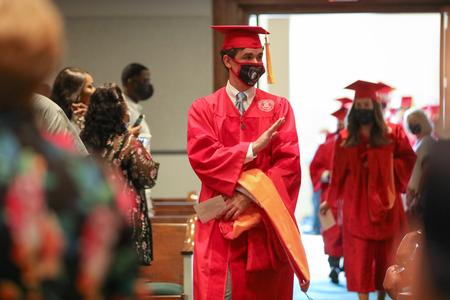 Students process into summer graduation at West Jackson Baptist Church. - Photo by Kristi McMurry Woody