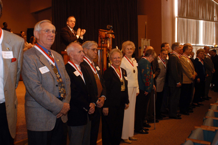 President Dockery recognized each member of the class of 1955 in attendance during the Founders Day chapel. - Photo by Morris Abernathy