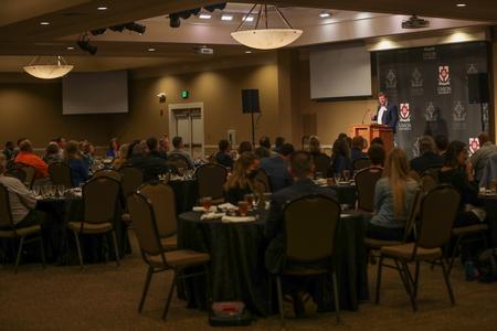 9/8/20 - Ray Van Neste, dean of the school of theology and missions, speaks during the West TN Pastors and Wives Appreciation Banquet. - Kristi McMurry Woody