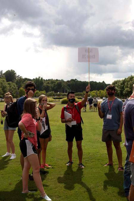 New students gather with their Welcome Week leaders on the Great Lawn. - Photo by Joey Echeverria