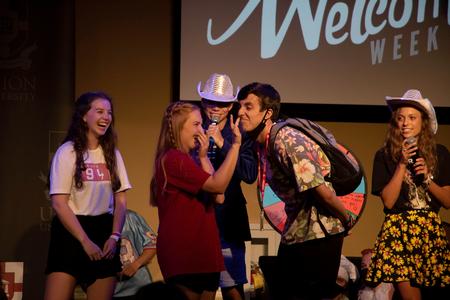 Welcome Week leaders put on the annual Welcome Week Show for new students. - Photo by Joey Echeverria