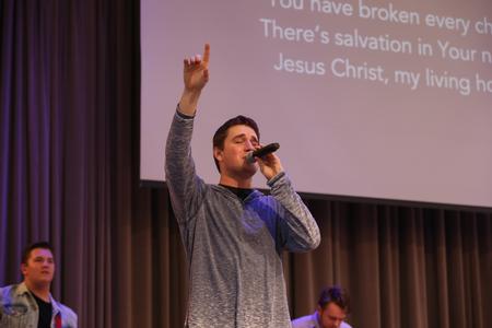 Students lead worship in chapel. - Photo by Sarah Palmer Goff