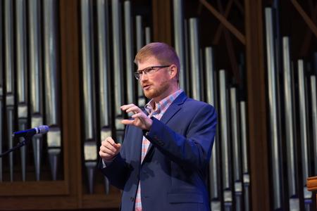 Joe Ball, director for discipleship and ministry, speaks in chapel. - Photo by Naomi Mengel