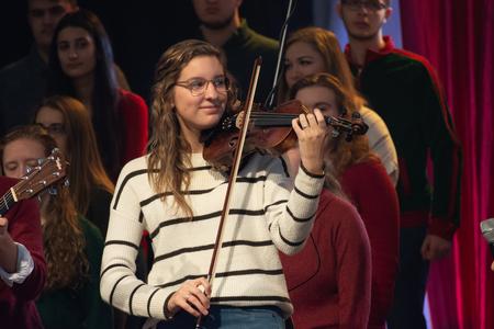 Music students perform during the annual Christmas concert, A Thankful Christmas. - Photo by Naomi Mengel