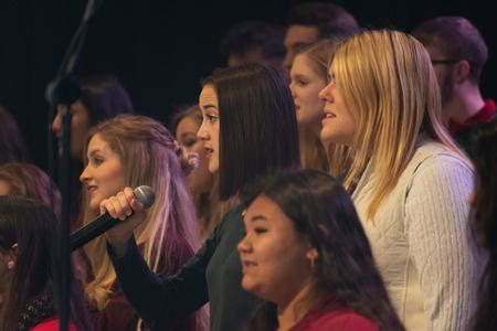 Music students perform during the annual Christmas concert, A Thankful Christmas. - Photo by Naomi Mengel