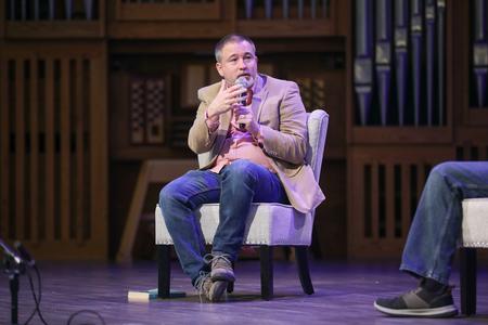 William Marshall, one of the pastors of Grace Bible Fellowship in Sikeston, Missouri, speaks on a panel in chapel. - Photo by Kristi McMurry Woody