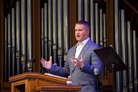Paul Akin speaks on Habakkuk during chapel. - Photo by Naomi Mengel