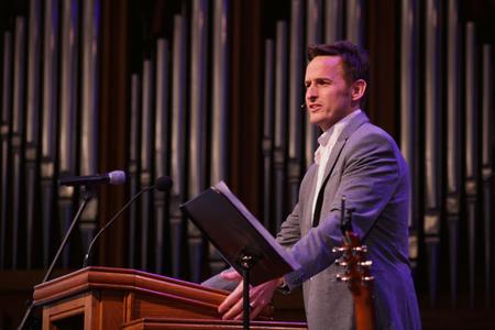 Ben Mandrell, President and CEO of LifeWay Christian Resources, speaks in chapel during the Habakkuk series. - Photo by Abigail Aspinwall