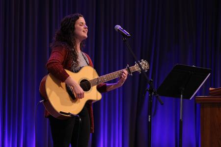 Students lead music in chapel. - Photo by Abigail Aspinwall