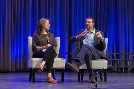 Lee and Lili Tankersley speak in chapel. - Photo by Naomi Mengel