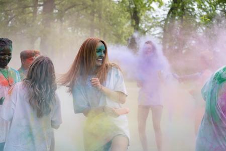 Students enjoy playing with color powder during SAC's Backyard Bash week. - Photo by Naomi Mengel