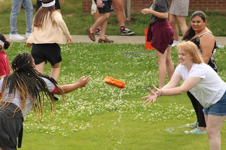 Students participate in games during Res Life's Field Day event.  - Photo by Abigail Aspinwall