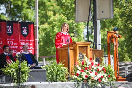 Brandon O. Gibson, chief operating officer for the state of Tennessee, delivers the commencement address during spring graduation. - Photo by Kristi McMurry Woody
