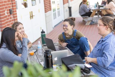 Students study outside on the Hendersonville campus. - Photo by Kristi McMurry Woody