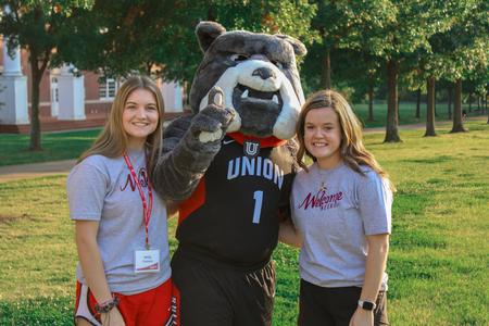 New students hang out with Buster during the Howdy Party. - Photo by Abigail Aspinwall