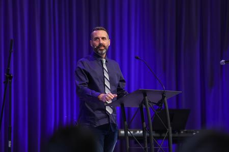 Justin Perry, lead pastor of Covenant Life Church in Tampa, FL, speaks during Faith in Practice chapel. - Photo by Kristi McMurry Woody