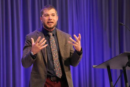 Missionary in Residence Robert Lane speaks in chapel. - Photo by Abigail Aspinwall