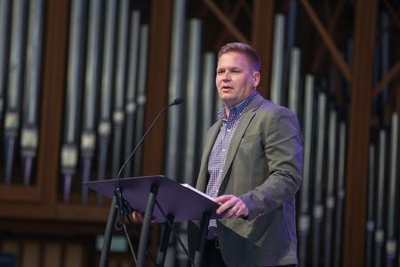 Shawn Stutz, executive director of FOCUS Ministries in Knoxville, TN, speaks in chapel. - Photo by Kristi McMurry Woody