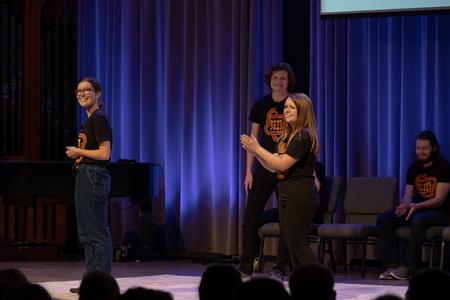 Members of Blank Slate Improve perform in the chapel. - Photo by Cade Smith