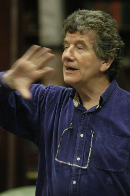 Following a performance of <i>Shadowlands</i>, Nigel Goodwin lead a discussion about the play. Goodwin is founder and director of Genesis Arts Trust in Great Britain, a ministry to actors, musicians, artists, poets and others in the fine and performing arts. He is a board member of the C.S. Lewis Foundation and is associate director of the C.S. Lewis Summer Institute. - Photo by Kristen Nicole Sayres