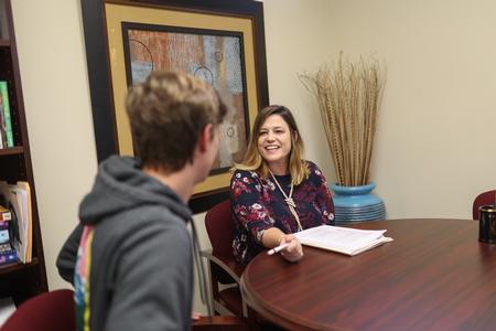 11/3/21 - Teresa Tritt, associate professor of education, meets with a student in her office. - Kristi McMurry Woody