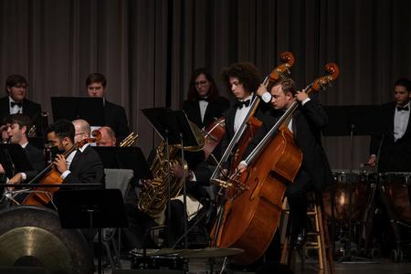 Students perform in the Fall Band/Orchestra Concert in the chapel. - Photo by Cade Smith