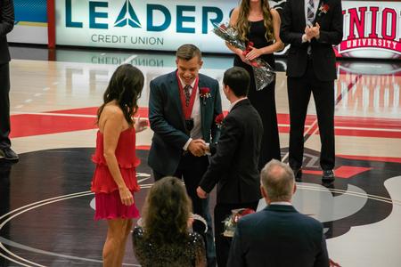 JV Martinez accepts the Mr. Union title during Homecoming 2021. - Photo by Faith Orr