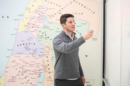 Matthew Albanese, assistant professor of Biblical studies, lectures in the PAC. - Photo by Kristi McMurry Woody