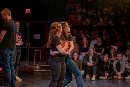 Isabella Gray and Kathryn Pinkston perform for Blank Slate, Union's improv comedy group. - Photo by Faith Orr