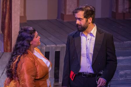Caleb Atkins and Christina Crooks perform in the theatre's production of "The Count of Monte Cristo." - Photo by Abigail Aspinwall