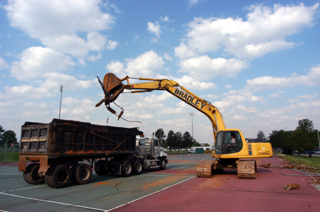 The tennis courts located outside of the Penick Academic Complex were torn down recently to make room for a new soccer field. - Photo by Morris Abernathy