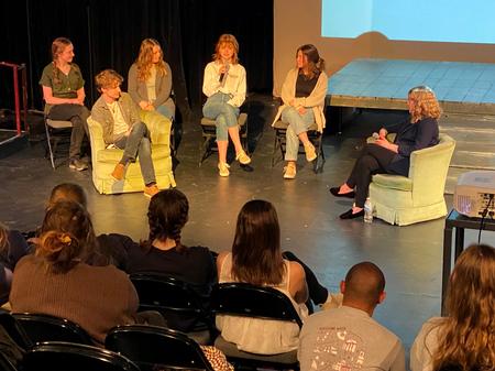 Sullivan Hogan talks about making her film "Check Please" during the Directors' Talk at the 2022 Union Student Film Festival. - Photo by Cam Tracy
