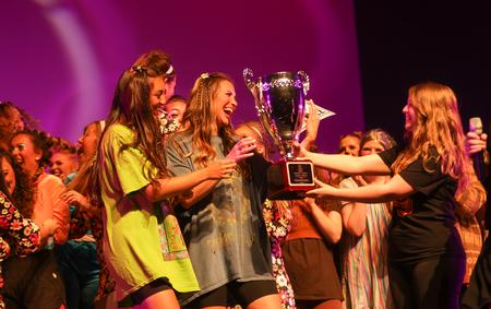 Chi Omega celebrates as they win Best Large Group performance at Variety Show 2022. - Photo by Suzanne Rhodes