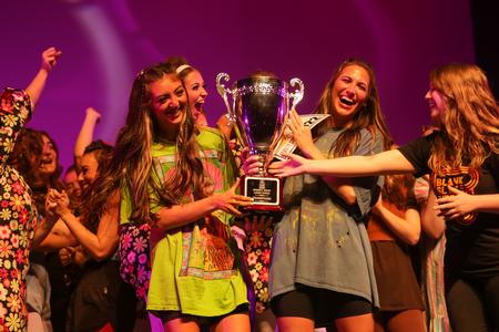 Chi Omega celebrates as they win Best Large Group performance at Variety Show 2022. - Photo by Suzanne Rhodes