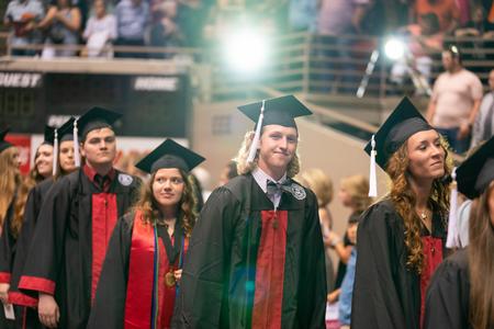 Union students walk into the spring graduation ceremonies at Oman Arena. - Photo by Kristi McMurry Woody
