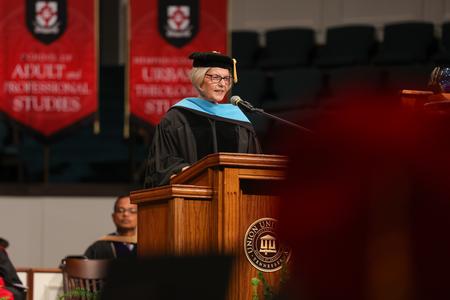 Ann Singleton, associate provost and dean for instruction at Union, was the keynote speaker during  summer graduation. - Photo by Suzanne Rhodes