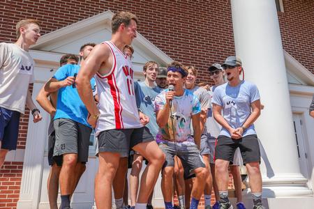 The residents of Watters 1 celebrate their victory during ResLife's annual 1/2K competition. - Photo by Suzanne Rhodes