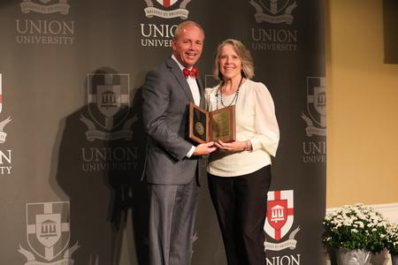 Union University recognized Dottie Myatt, former Union faculty member, as one of the 100 inductees into its Bicentennial Hall of Honor during a Legacy Luncheon as part of the university’s bicentennial kick-off celebration. - Photo by Suzanne Rhodes