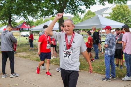 President Oliver participates in Buster's Bicentennial 5K, as part of Union's bicentennial kick-off celebration. - Photo by Suzanne Rhodes