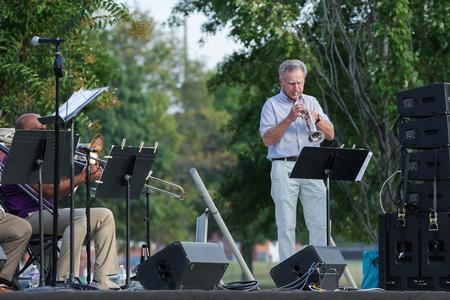 Alumnus Bill Smith plays a trumpet solo at the Stage Band Reunion Performance during Union's bicentennial kick-off celebration. - Photo by Suzanne Rhodes