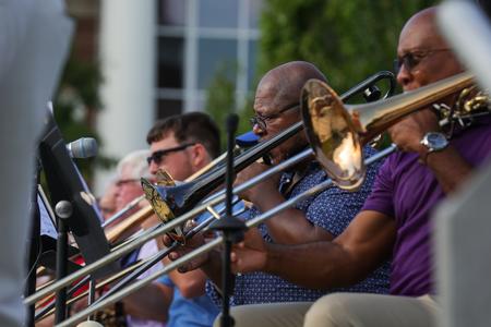 Alumni play in the Stage Band Reunion Performance during Union's bicentennial kick-off celebration. - Photo by Suzanne Rhodes