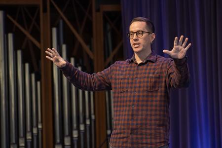 David Creswell, Union alumnus and Atlanta director of SEND Relief ministries, spoke during a Global Focus chapel service. - Photo by Abigail Aspinwall