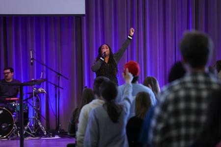 Special guests, The Worship Initiative, led a chapel service for a special Stand For Life campus tour. - Photo by Eli Creasy