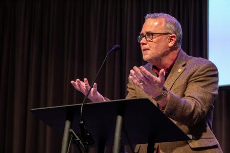 Todd Brady, vice president for university ministries, kicked off Union's first chapel service of Spring 2023. - Photo by Lyla Dietz